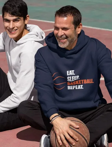 Vista 3 de Sudadera con capucha de baloncesto para comer, dormir, para los fanáticos del jugador, sudadera con capucha para hombre