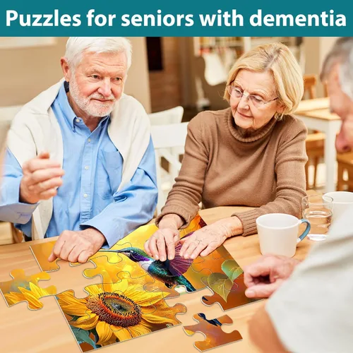 Vista 5 de Biarek 6 paquetes de rompecabezas de 16 piezas grandes para personas mayores, actividades para Alzheimer y demencia, rompecabezas fácil, 6 bolsas