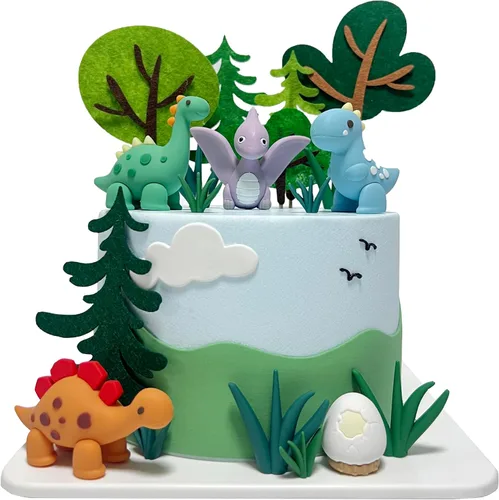 Vista 10 de 10 piezas de decoración de pastel de dinosaurio, decoraciones de pastel de dinosaurio, decoraciones de pastel para fiesta temática de dinosaurios