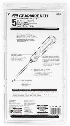 Vista 3 de GEARWRENCH Juego de destornilladores Phillips de doble material de 5 piezas - 80052H