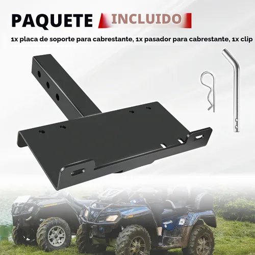Vista 6 de Placa de Montaje de Enganche de Cabrestante, Soportes de Cabrestante de Remolque Receptor Universal de 2", Soporte de Montaje de Cabrestante