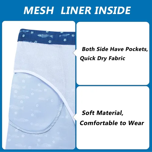 Vista 5 de Biwisy Mens Swim Trunks Quick Dry Swim Shorts with Mesh Lining Funny Beach Shorts