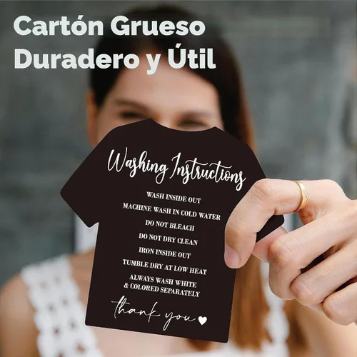 Vista 3 de 200 tarjetas de instrucciones de lavado, instrucciones de cuidado de limpieza de ropa, camiseta, inserción de instrucciones de dirección al cliente
