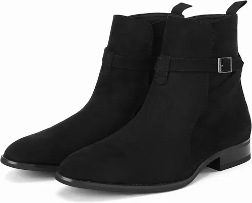Vista 5 de Botas Chelsea para hombre, zapatos de vestir con correa de hebilla, botines cómodos para caminar