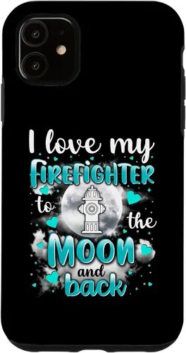 Vista 8 de Firefighter Wife I love my husband to the moon and back - Carcasa para iPhone 16