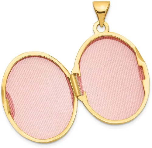 Vista 2 de Roy rosa joyas oro amarillo de 14K grabada a mano medallón 30x 23yard