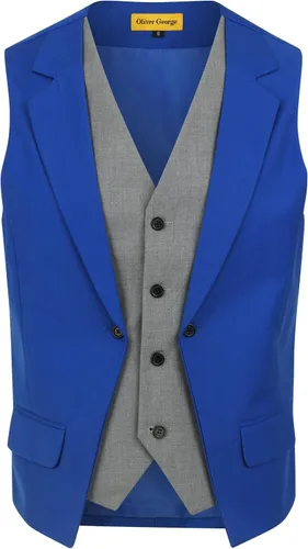 Vista 17 de Oliver George Chaleco formal de esmoquin en capas para hombre, chaleco de traje de negocios