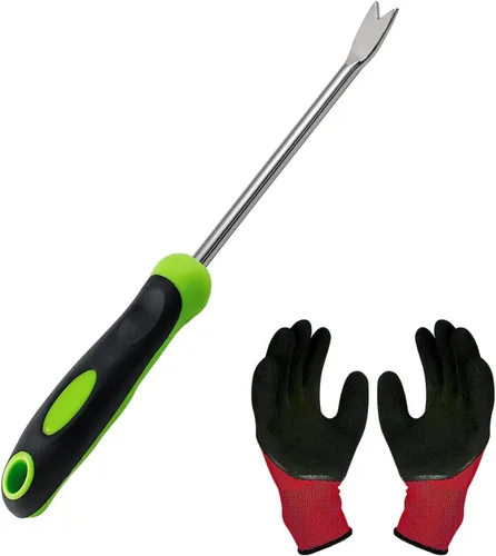 Vista 9 de Jiozermi Herramienta de extracción de malezas de mano, herramienta de acero inoxidable en forma de L para jardín, herramienta de desbrozadora