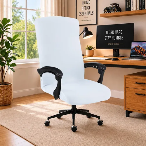Vista 65 de Fundas elásticas resistentes al agua para sillas de computadora - Protectores lavables para respaldo giratorio y asiento para mascotas - Negro