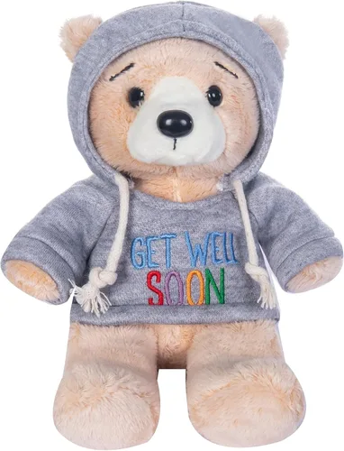 Vista 5 de My OLi Oso de peluche Get Well Soon de 7 pulgadas, animal de peluche con capucha, oso suave de recuperación rápida, felpa cómoda para visitas al