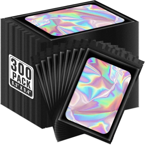 Vista 23 de ANZNKU 300 bolsas holográficas de Mylar resellables, bolsas resellables de 4x6 pulgadas para pequeñas empresas, bolsa de kit para resaca a prueba