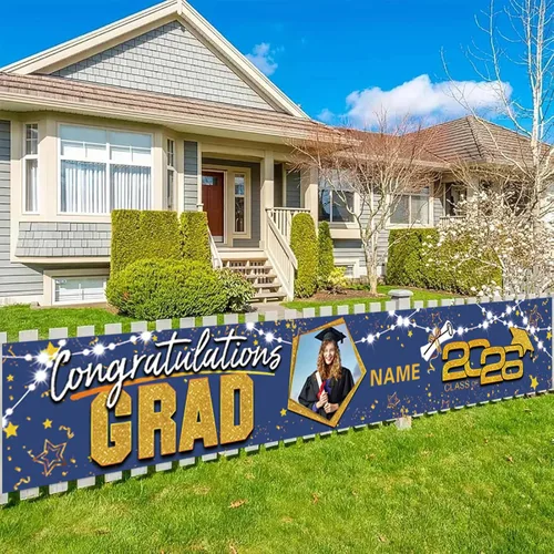 Vista 47 de Decoraciones personalizadas para fiestas de graduación 2026 – Cartel de felicitación de graduación grande – Cartel de fondo de graduación