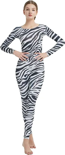 Vista 14 de Full Bodysuit Mono de una pieza para mujer de manga larga, de lycra, estilo zentai Negro