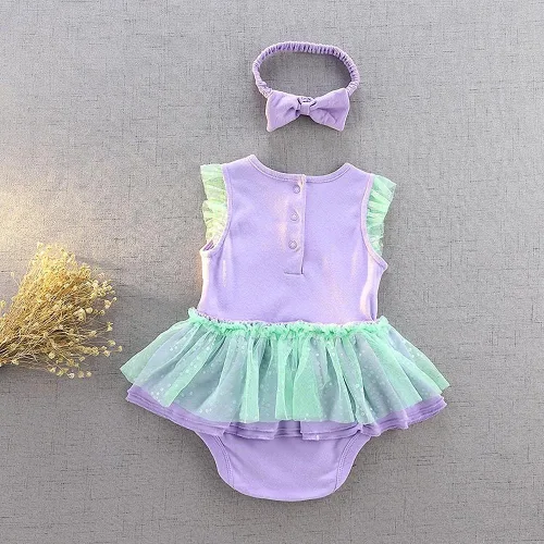 Vista 2 de Dressy Daisy Mameluco de princesa para disfraz de Halloween, cumpleaños, traje con diadema para bebé niña