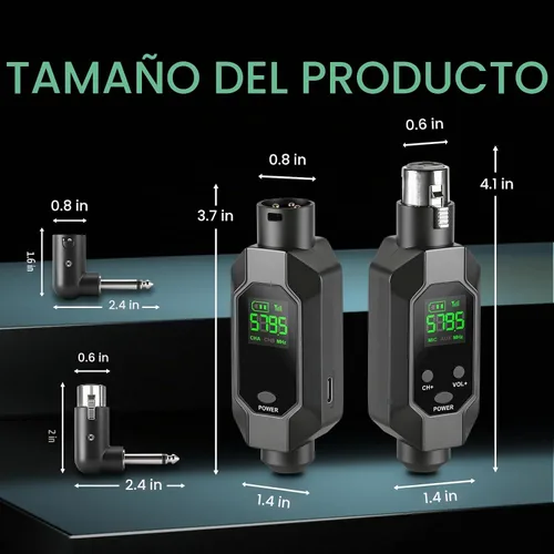 Vista 3 de Transmisor y receptor inalámbrico XLR Nexilunual para micrófono dinámico, 164 pies UHF Wireless Mic System for Mixer PA Church Stage, Mic Adapter