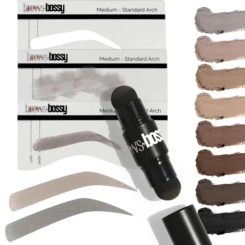 Vista 12 de Brows by Bossy Kit de Plantillas de Sello de Cejas de Doble Color con 9 Plantillas de Cejas Reutilizables para Kit de Moldeado y Estampado