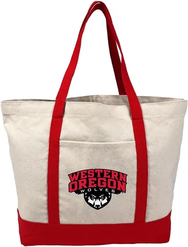 Vista 123 de Campus Lab Bolsa de lona con logotipo primario colegiado con bolsillo externo, bolsa de hombro reutilizable para ir de compras, playa Águilas A&m