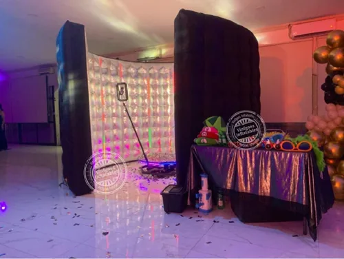 Vista 9 de Cabina de fotos inflable 360 con 24 piezas de tubo de luz LED y ventilador de aire para cabina de fotos telón de fondo para fiesta, boda, cumpleaños