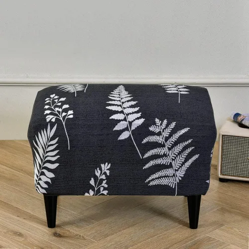 Vista 27 de Funda elástica otomana rectangular para taburete, funda de elastano estampada para reposapiés, protector antideslizante para reposapiés, con parte #1