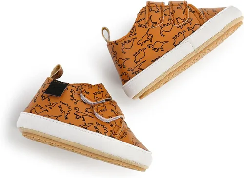 Vista 3 de QWZban Zapatos de bebé para niños y niñas, zapatillas de deporte con suela de goma antideslizante, para cuna de bebé, zapatos de vestir
