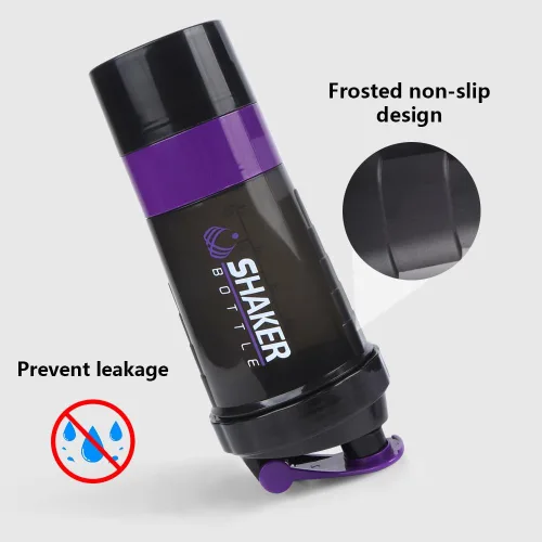 Vista 5 de XSUPER Botella Batidora, Botella Batidora a Prueba de Fugas para Mezclas de Proteínas, Vaso de 3 Capas de 16oz con Tapa Desenroscable