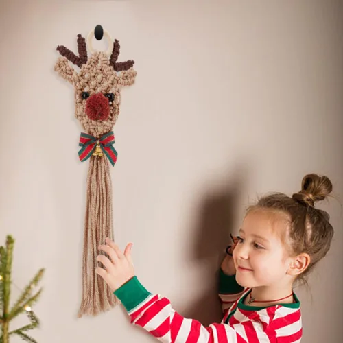 Vista 6 de ORIGACH Juego de 2 alces de macramé de Navidad, kit de adornos de Navidad fáciles de macramé, con instrucciones (idioma español no garantizado)