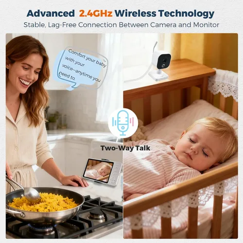 Vista 7 de Cámara inalámbrica para automóvil de bebé con HD 1080P IPS de 5 pulgadas, monitor de asiento trasero giratorio de 360° alimentado por USB