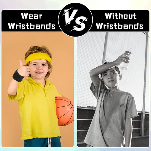 Vista 6 de Lounsweer Muñequeras a granel para niños y adultos, bandas de sudor deportivas, pulseras atléticas de neón para fútbol, baloncesto, tenis, correr