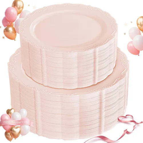 Vista 14 de U-QE 100 platos de plástico ámbar – Platos de plástico marrón transparente desechables resistentes – platos desechables para fiestas, incluyendo 50