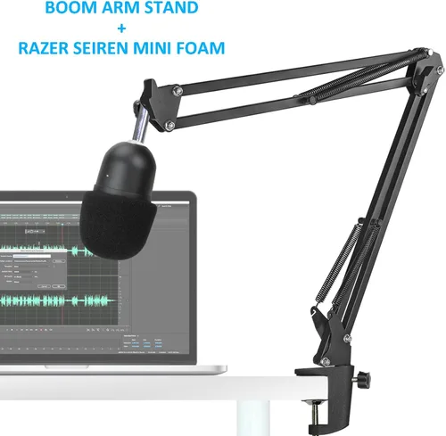 Vista 3 de Razer Seiren Mini Brazo Boom con Filtro Pop - Soporte de Micrófono con Parabrisas de Espuma Compatible con Micrófono de Transmisión Razer Seiren