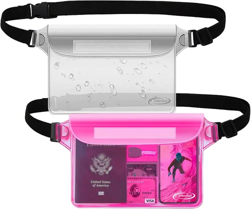 Vista 10 de AiRunTech Bolsa impermeable con correa para la cintura (paquete de 2) Accesorios de playa, la mejor manera de mantener tu teléfono y objetos