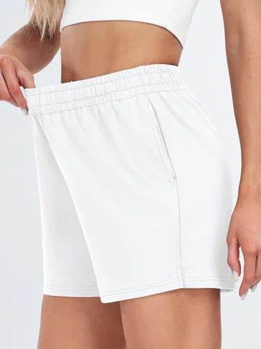 Vista 93 de AUTOMET Pantalones cortos deportivos para mujer, estilo casual, con cordón, cómodos, elásticos, de cintura alta, con bolsillos
