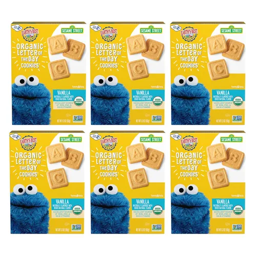 Vista 10 de Earth's Best Galletas orgánicas de la letra del día para niños de 2 años en adelante, sabor a canela y avena, caja de 5.3 onzas