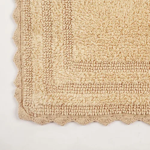 Vista 6 de TreeWool - Alfombras de baño con borde de ganchillo reversible en algodón de felpa (paquete de 2)