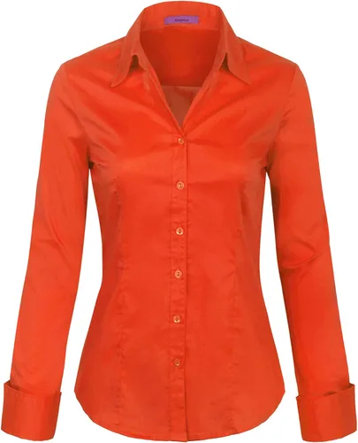 Vista 10 de KOGMO Camisas de manga larga con botones para mujer, blusa de trabajo de oficina (S-3X)