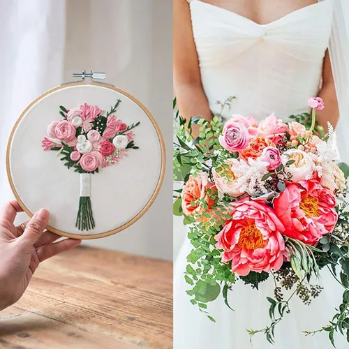 Vista 6 de Similane 5 aros de bordado de bambú para punto de cruz, anillo de 5 a 10 pulgadas para bordado y punto de cruz