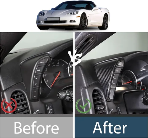 Vista 3 de Lcojicep Cubierta interior para interruptor de botón de auto en ambos lados compatible con Chevrolet Corvette C6 2005-2013, velocímetro lateral Negro