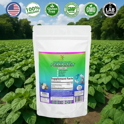 Vista 4 de Feminizer Píldoras de cambio de sexo por SMS, 100 cápsulas vegetales Pueraria Mirifica para estrógeno 1,000 mg puro 10:1 extracto de raíz en polvo