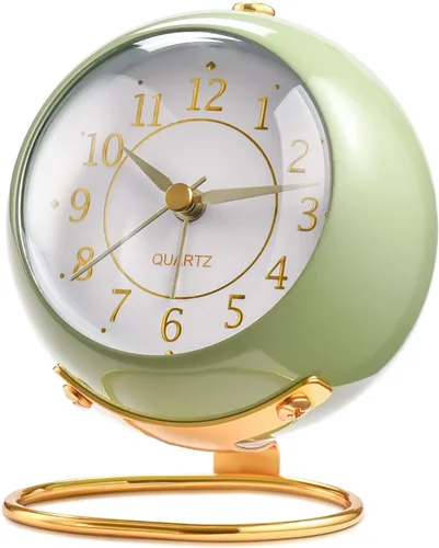 Vista 17 de Tetino Relojes despertadores analógicos, retroiluminación retro, bonito diseño simple, pequeño reloj de escritorio con luz nocturna, silencioso sin