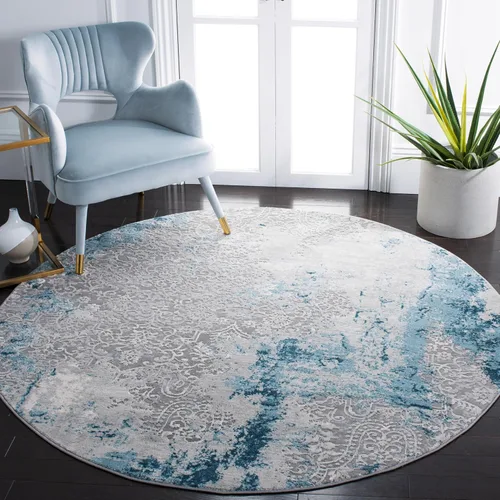 Vista 15 de SAFAVIEH Meadow Collection - Alfombra decorativa de 2 x 5 pies, gris claro y rosa, diseño abstracto moderno, no desprende pelusa y de fácil cuidado