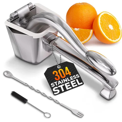 Vista 14 de Dobla el acero inoxidable del exprimidor plano del limón, Juicer resistente Plateado pequeño