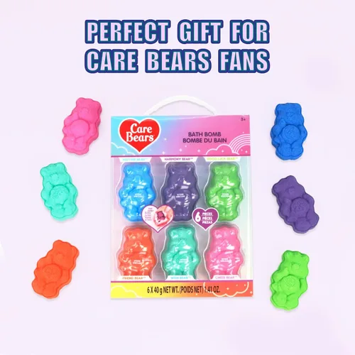 Vista 8 de Care Bears Paquete de 6 Bombas de Baño con Aroma a Chicle - Edades 3+ Bombas de Baño Moldeadas de Personajes – Colores Divertidos y Brillantes