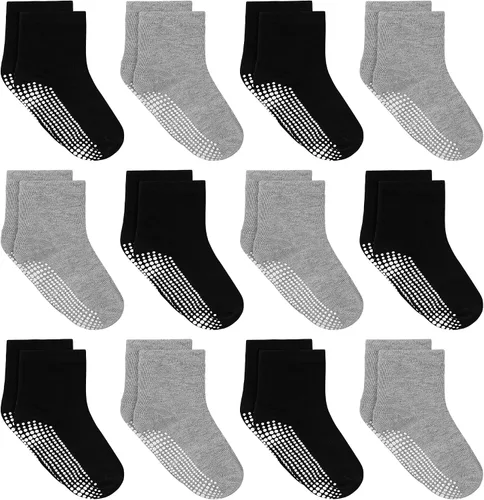 Vista 18 de Tphon Calcetines para Niños Pequeños, Calcetines Antideslizantes para Bebés para Niños y Niñas, 12 Pares de Calcetines para Niños Infantes de 6M-10