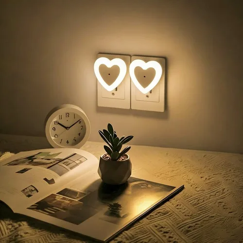 Vista 9 de Luces Nocturnas LED Enchufables (Paquete de 2), Sensor de Anochecer a Amanecer Encendido/Apagado Automático, Bonita Luz Nocturna en Forma de Corazón