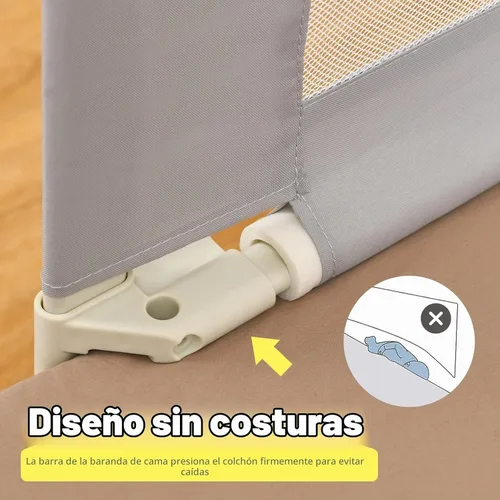 Vista 5 de BABY JOY Riel de cama para niños pequeños, 57 pulgadas, extra largo, altura ajustable, plegable, con bolsillo de almacenamiento y doble bloqueo