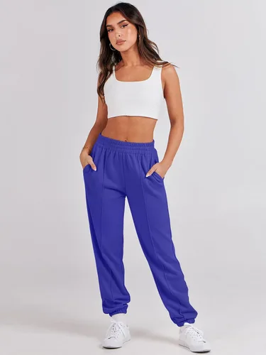 Vista 9 de ANRABESS Pantalones deportivos holgados de cintura alta para mujer, pantalones deportivos con parte inferior de cincha