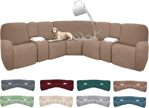 Vista 52 de Fundas de sofá reclinable seccional 100% impermeables para sofá reclinable en forma de L, funda de sofá modular de esquina en forma de L, fundas