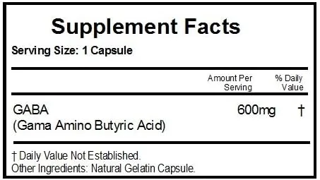 Vista 2 de GABA 600mg Gama Aminoácido Aminobutírico Ácido ~ 180 Cápsulas - Sin Aditivos ~ Naturetition Supplements