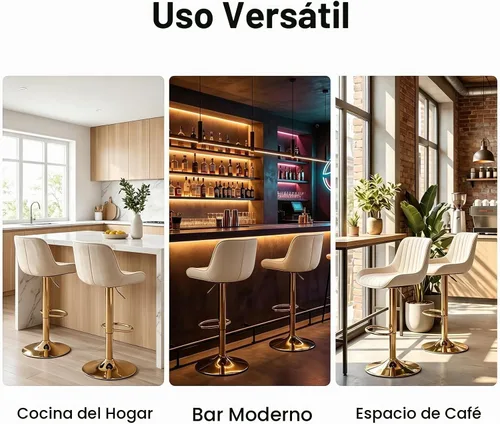 Vista 8 de ECHINGLE Juego de 2 taburetes de bar de terciopelo, taburetes de bar giratorios de altura de mostrador con respaldo y altura ajustable, modernos