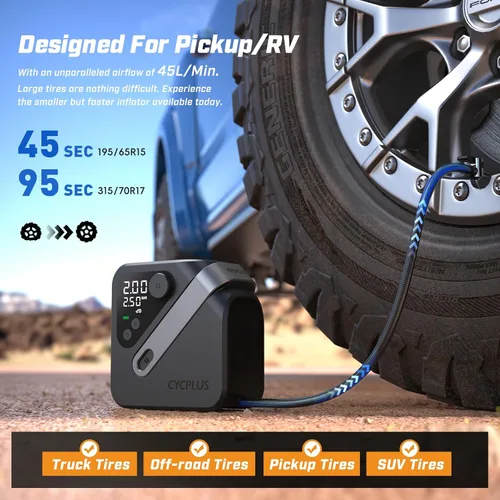 Vista 2 de CYCPLUS AL7 Inflador de neumáticos, compresor de aire portátil para camiones y camionetas, inflador de neumáticos de alta potencia 4 veces más